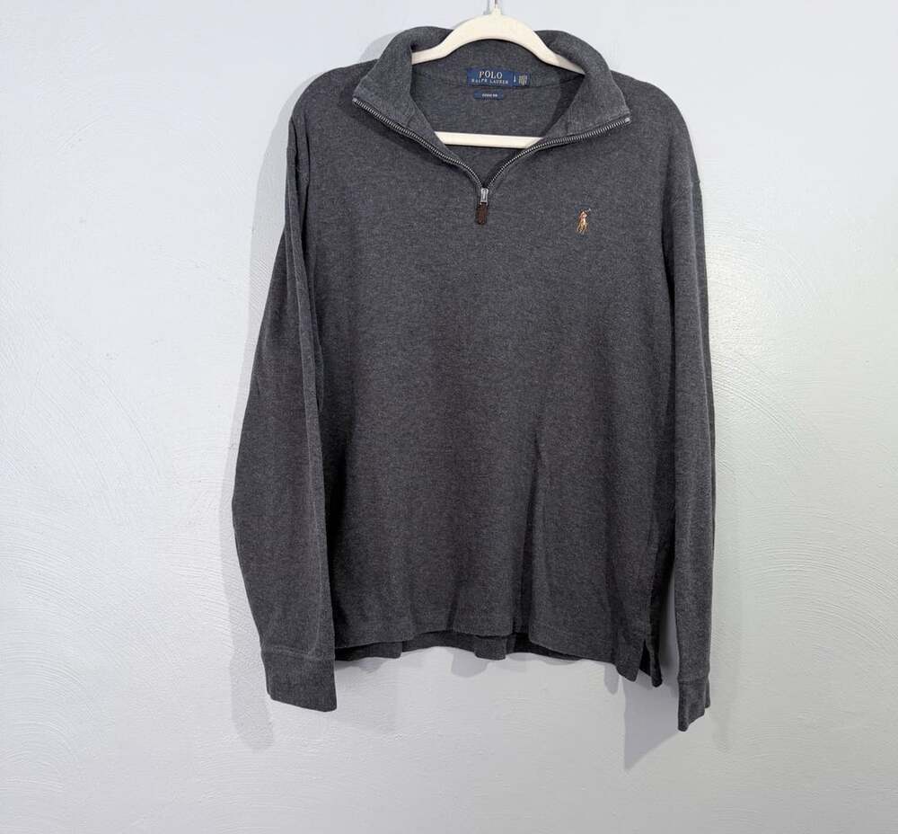 Polo Ralph Lauren Estate Rib 1/2 Zip Sweater Size L Gray